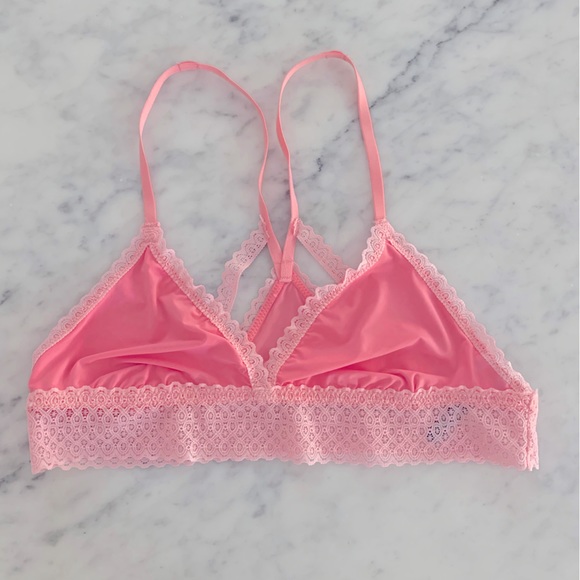 NWOT Aerie pink bralette with lace details and great back details size M - Picture 1 of 3
